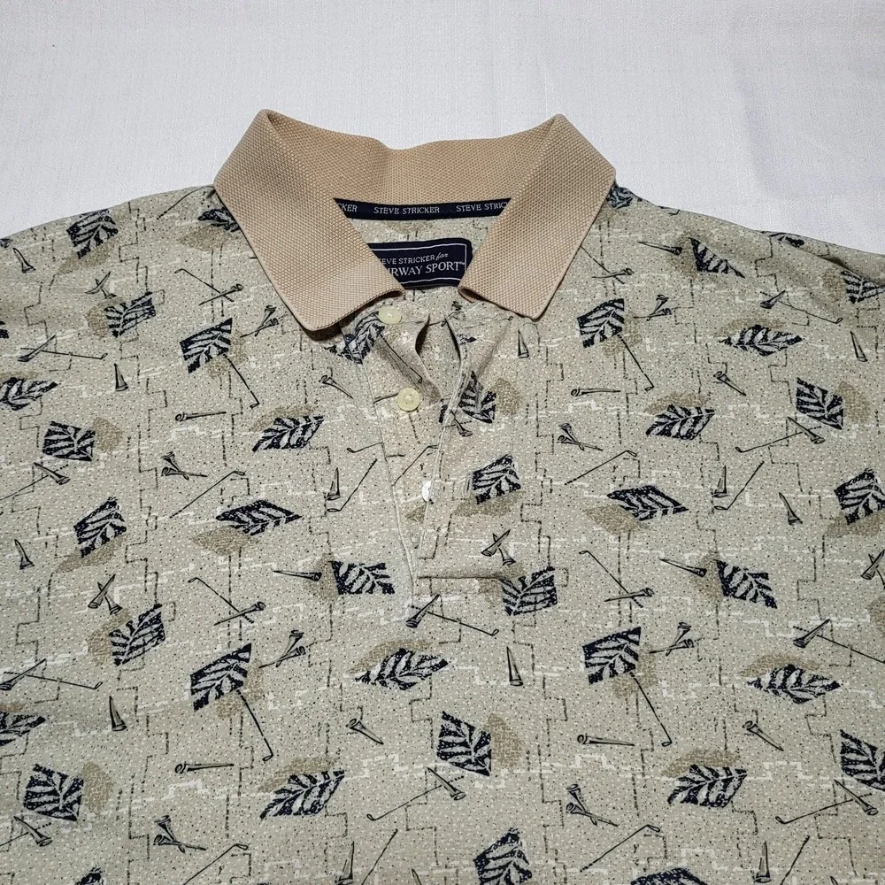 Steve Stricker Fairway Sport Polo Shirt Mens XL Geometric Golf Preppy Academia